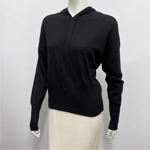 Planet by Lauren G‎ Sweater Top Black Hood Cable Ribbing Size OSFA One Size